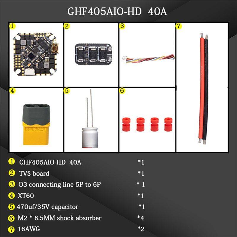 Drone Racing Esc - ABTI-GHF405AIO-HD 40A ชุดควบคุมการบินแบบครบวงจร (AIO) F405 F4