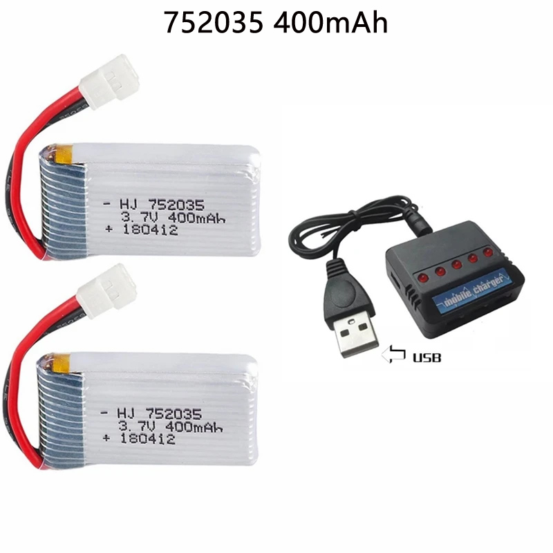 Eachine Drone E58 - แบตเตอรี่โดรน 752035 3.7V 400mAh 35C สำหรับ