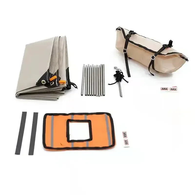 Drone Racing Flag - หลังคาเต็นท์จำลองขนาด 1/10 สำหรับรถบังคับวิทยุ พร้อมเชือกพ่วงและธง กระเป๋าเดินทางสำหรับรถ ROCKCrawler